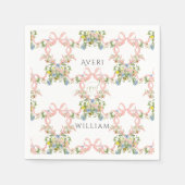 Bloemenboog tuin rustieke elegante foto bruiloft servet (Voorkant)