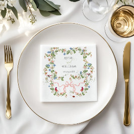 Bloemenboog tuin rustieke elegante foto bruiloft servet