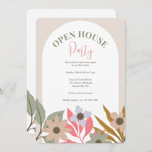 Bloemenboog uitnodiging (Voorkant / Achterkant)