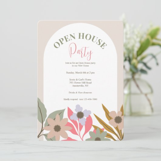 Bloemenboog uitnodiging (Staand voorkant)