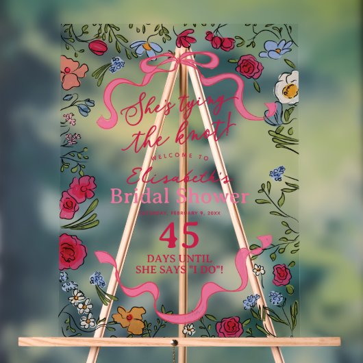 Bloemenboog Ze bindt de knoop Welkom Acryl Bord (Neutraal)