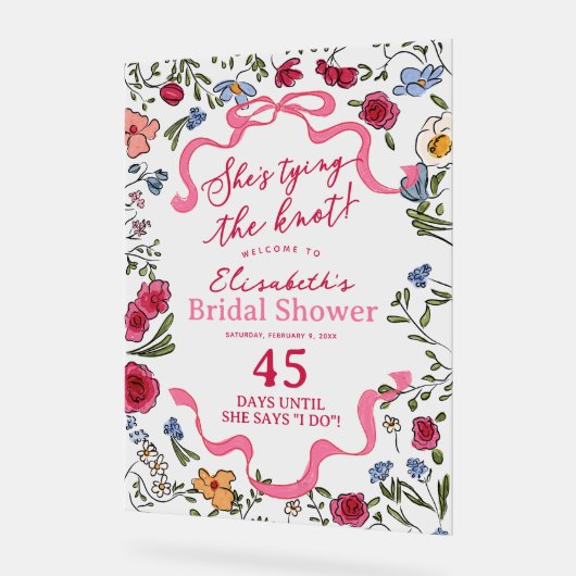 Bloemenboog Ze bindt de knoop Welkom Acryl Bord (Hoek)