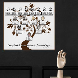 Bloemenboom Bruin Silhouet Family Tree Foto's Perfect Poster
