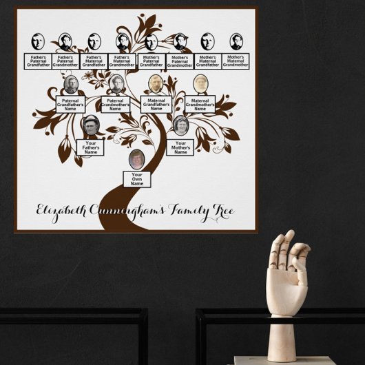 Bloemenboom Bruin Silhouet Family Tree Foto's Perfect Poster