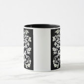 Bloemenboom van het leven in wit op zwart mok (Midden)