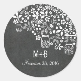 Bloemenboomtakken en metselaarskruiken ronde sticker