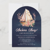 Bloemenboot Nautisch Meisje Navy Arch Baby shower Kaart (Voorkant)