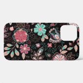 bloemenborduursel donker patroon Case-Mate iPhone case (Achterkant (horizontaal))