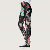  bloemenborduursel donker patroon leggings (Links)