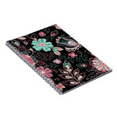 bloemenborduursel donker patroon notitieboek (Rechterzijde)