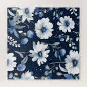 Bloemenbos Elegante Waterverf Blauw Legpuzzel (Horizontaal)