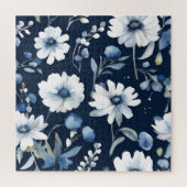 Bloemenbos Elegante Waterverf Blauw Legpuzzel (Verticaal)