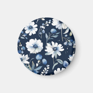 Bloemenbos Elegante Waterverf Blauw Magneet