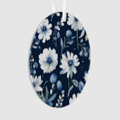 Bloemenbos Elegante Waterverf Blauw Ornament (voorkant)