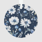 Bloemenbos Elegante Waterverf Blauw Ornament (achterkant)