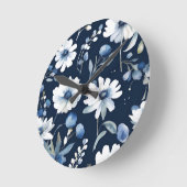 Bloemenbos Elegante Waterverf Blauw Ronde Klok (Hoek)