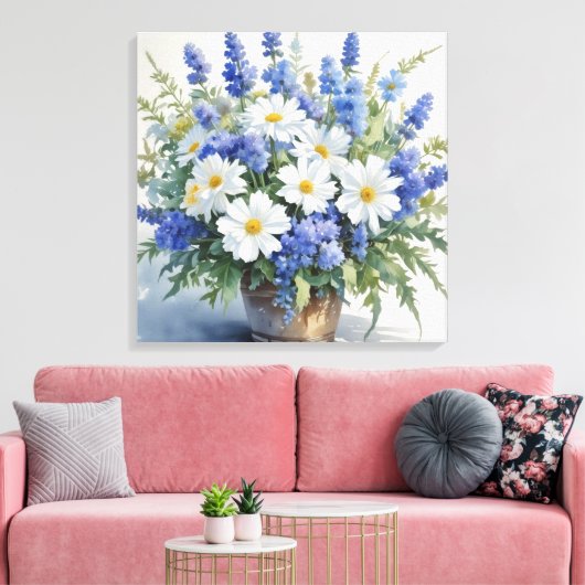 Bloemenbos Elegante Waterverf Canvas Afdruk (Insitu (Woonkamer))