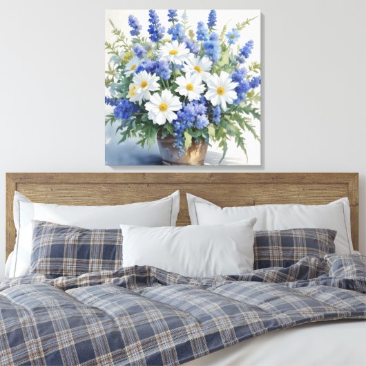 Bloemenbos Elegante Waterverf Canvas Afdruk (Insitu (Slaapkamer))