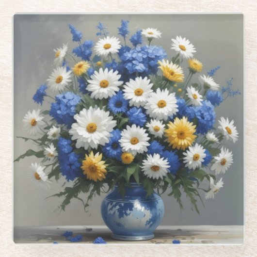 Bloemenbos Elegante Waterverf Glazen Onderzetter (Voorkant)