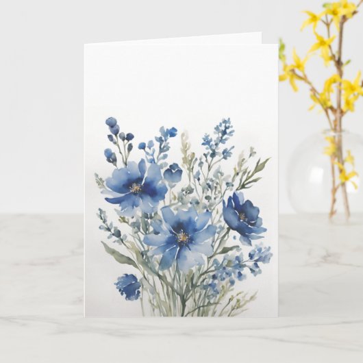 Bloemenbos Elegante Waterverf Kaart (Gele Bloem)