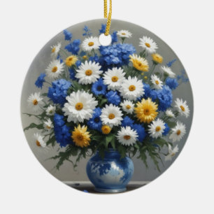 Bloemenbos Elegante Waterverf Keramisch Ornament