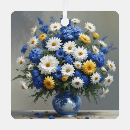 Bloemenbos Elegante Waterverf Metalen Ornament (Voorkant)