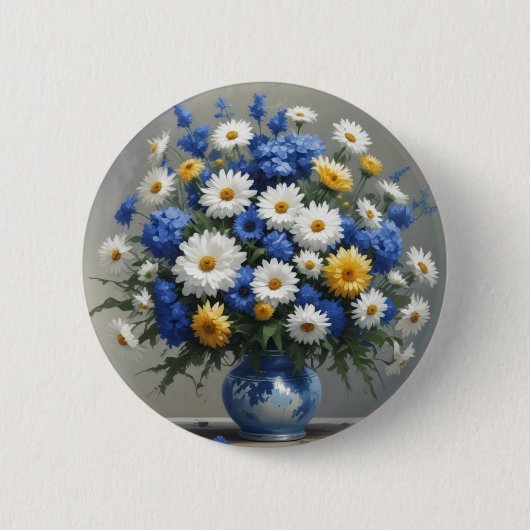 Bloemenbos Elegante Waterverf Ronde Button 5,7 Cm (Voorkant)