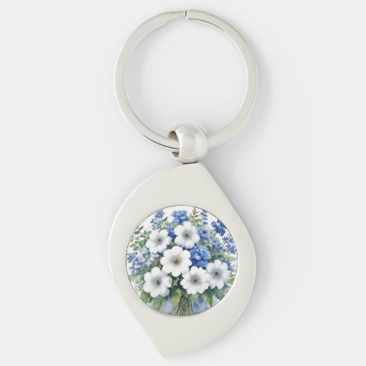 Bloemenbos Elegante Waterverf Sleutelhanger (Voorkant)