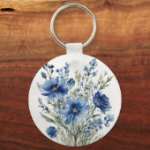 Bloemenbos Elegante Waterverf Sleutelhanger (Voorkant)