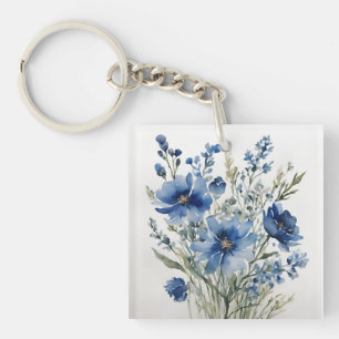 Bloemenbos Elegante Waterverf Sleutelhanger