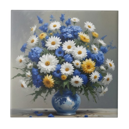 Bloemenbos Elegante Waterverf Tegeltje (Voorkant)