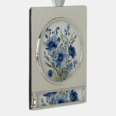 Bloemenbos Elegante Waterverf Verzilverd Banner Ornament (Rechts)