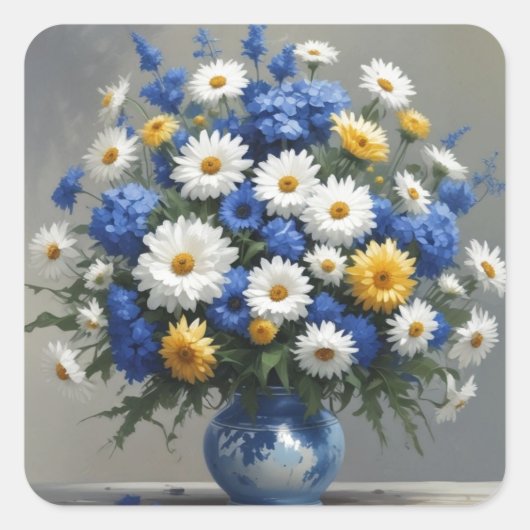 Bloemenbos Elegante Waterverf Vierkante Sticker (Voorkant)