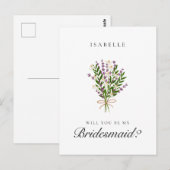 Bloemenbos Lavendel Bruidsmeisje voorstel Briefkaa Briefkaart (Voorkant / Achterkant)