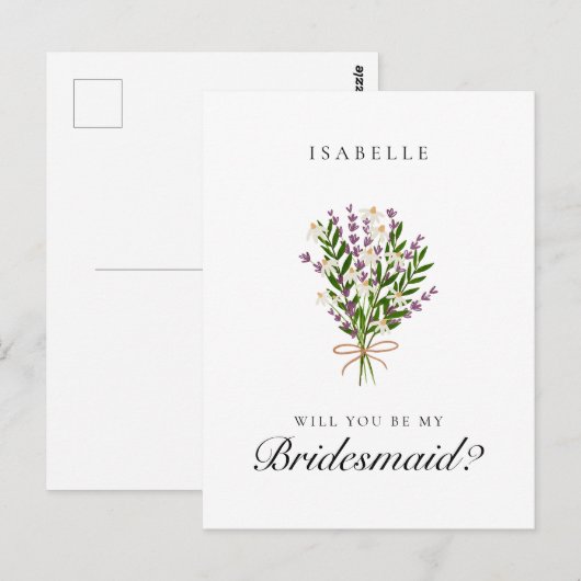 Bloemenbos Lavendel Bruidsmeisje voorstel Briefkaa Briefkaart (Voorkant / Achterkant)