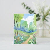 bloemenbos | Natuur Waterverf Wildflowers Briefkaart (Staand voorkant)