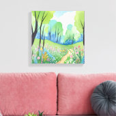 bloemenbos | Natuur Waterverf Wildflowers Canvas Afdruk (Insitu (Woonkamer))