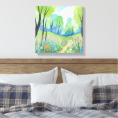 bloemenbos | Natuur Waterverf Wildflowers Canvas Afdruk (Insitu (Slaapkamer))
