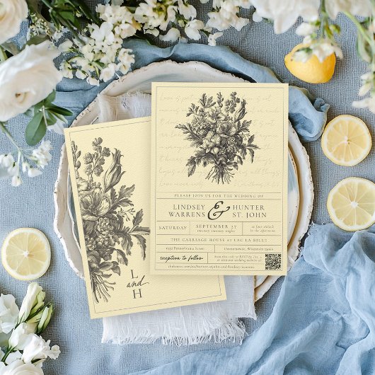  Bloemenboter Geel QR Christelijke bruiloft Kaart