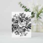 bloemenbouquet-silhouet briefkaart (Staand voorkant)