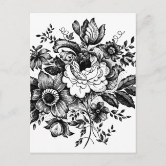 bloemenbouquet-silhouet briefkaart