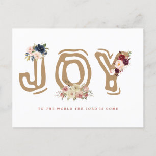 bloemenbrief Joy Christmas Greeting Holiday card Feestdagenkaart