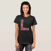 Bloemenbrief L vrouw basic T-shirt (Voorkant volledig)