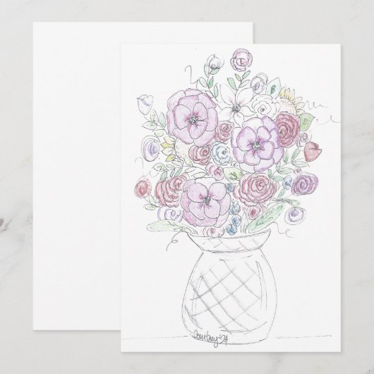 Bloemenbriefkaarten Bedankkaart (Voorkant / Achterkant)