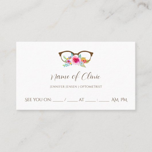  Bloemenbril Oogonderzoek Afspraak Afsprakenkaartje (Voorkant)