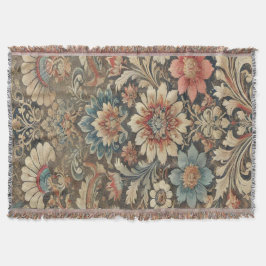 Bloemenbrokaat in warme aardse toon Deken