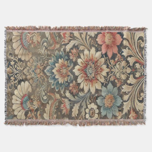   Bloemenbrokaat in warme aardse toon Deken (Voorkant)