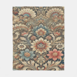 Bloemenbrokaat in warme aardse toon Fleece Deken