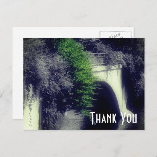 Bloemenbrug Zwart en Wit Dank je wel Briefkaart (Voorkant / Achterkant)