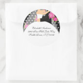 Bloemenbruid & bruidegom Adres Sticker Roze (Tas)